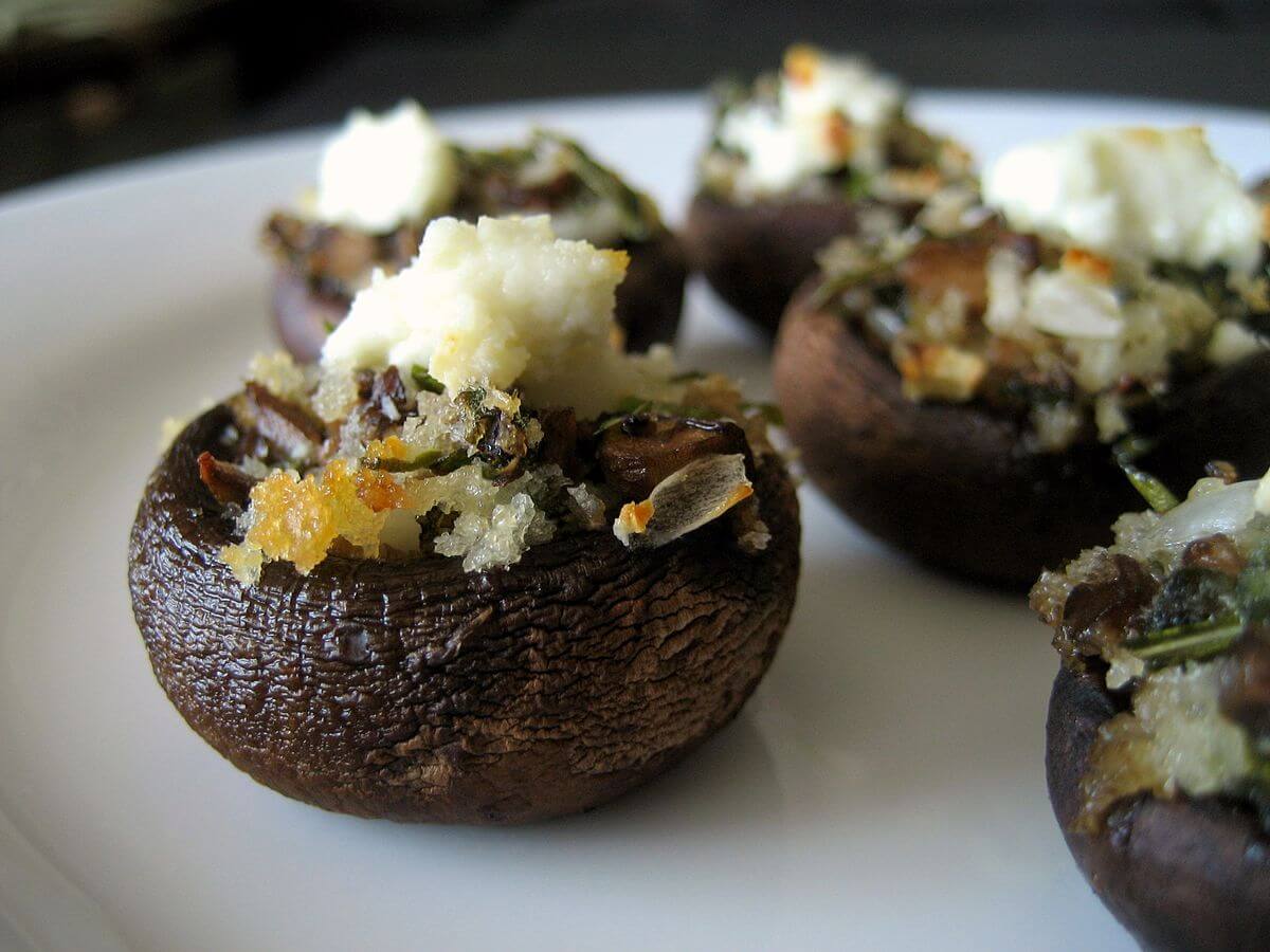 Golden stuffed mushrooms prepared by 406 Cafe for a catered event